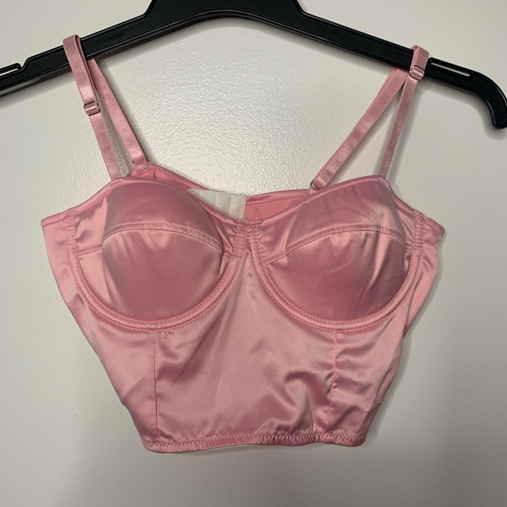 Pink Satin Bralette Top